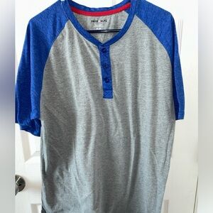 Swiss Alps Blue and Gray Henley Shirt, Men’s Size XXL‎